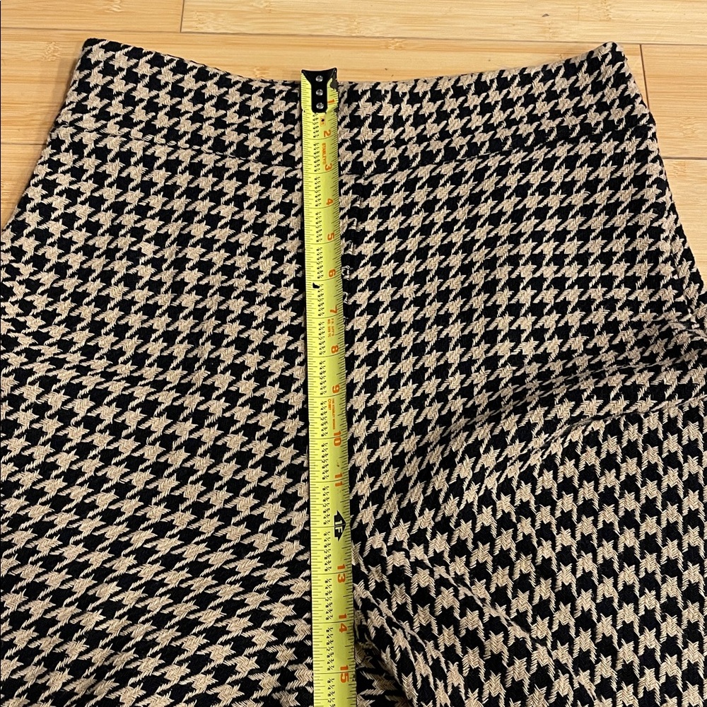 Zara Black and Tan High Rise Side Zipper Houndstooth WideLeg Pants Full Length M - Picture 6 of 11